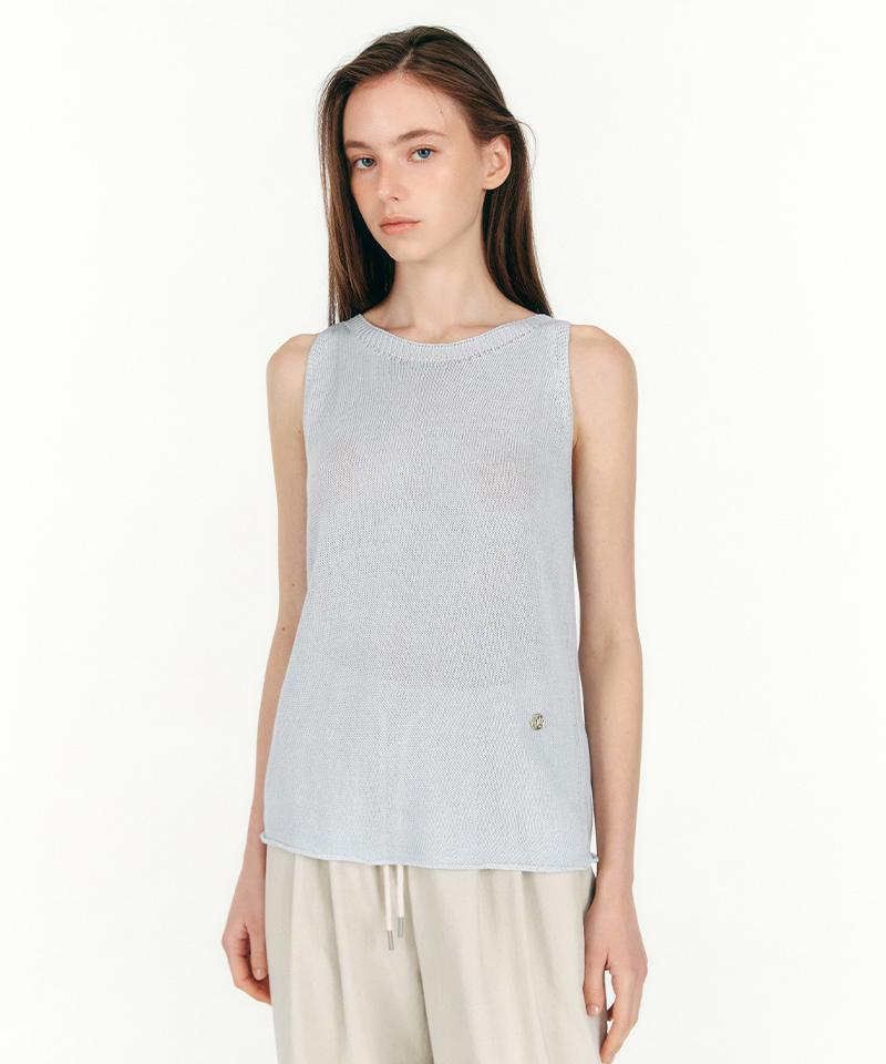 MARIE CLAIRE Linen Round Neck Sleeveless Knit (Mafbkn42Mlb)