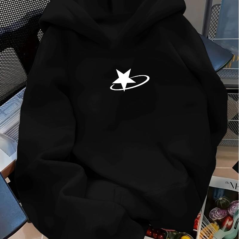 Women'S Stylish Hooded Sweatshirt with Star Line Circle Print, Fashionable And Easy for Spring And Autumn, Versatile Long Sleeve