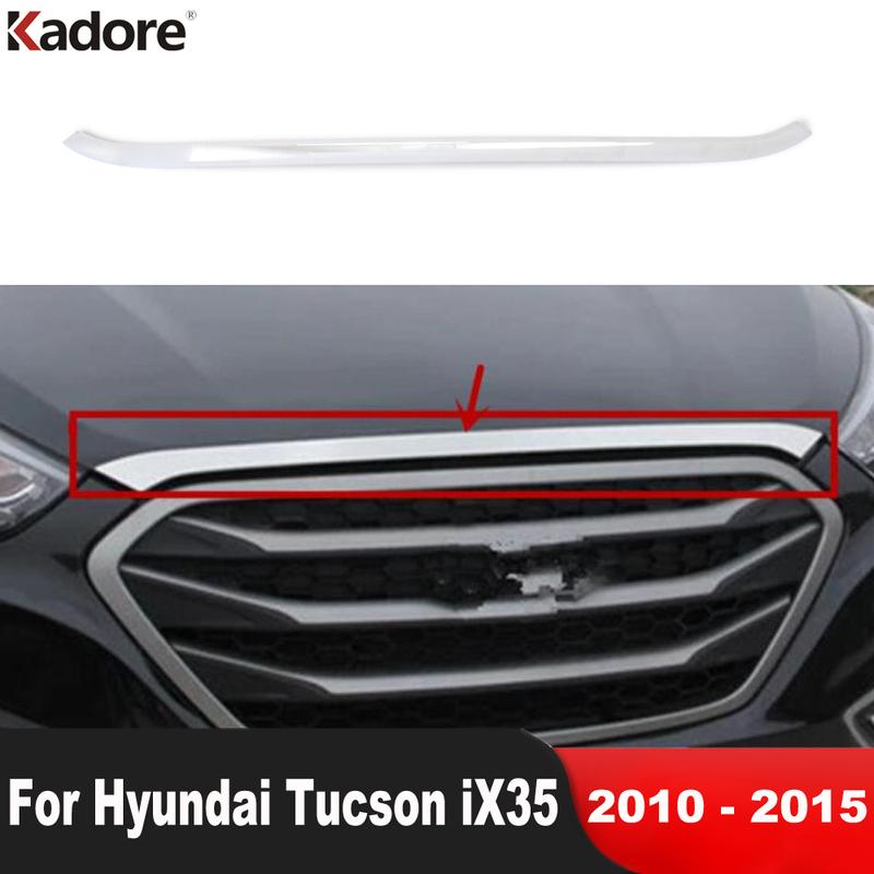 Декоративная накладка на передний двигатель для Hyundai Tucson IX35 2010 2011 2012 2013 2014 2015 Хромированная передняя решетка радиатора автомобиля, накладка на губу