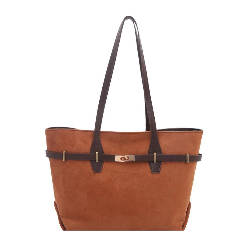 

Handheld underarm shoulder tote bag retro large capacity simple trend fashionable lady коричневий