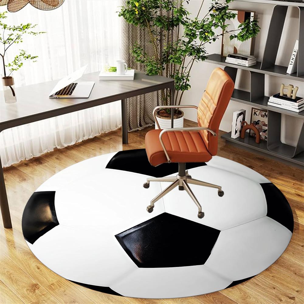 1pc soccer ball Round Chair mat Area Rug - Non-Slip, Floor Mat for Office, Bedroom, and Indoor Decor c1118049