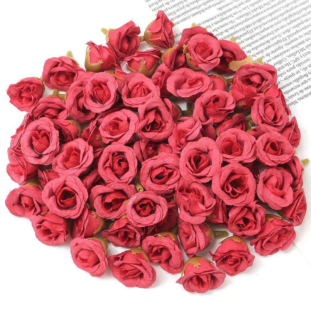 10/40Pcs Rose Artificial Flowers 2CM Fake Flowers Home Room Decor Garden Wedding Decoration DIY Scrapbook Garland Gift Accessory