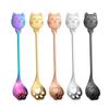 Creative Cat Stainless Steel Coffee Spoon Cute Paw Stirring Spoon Cake Ice Cream Hollow Dessert Spoon Gift