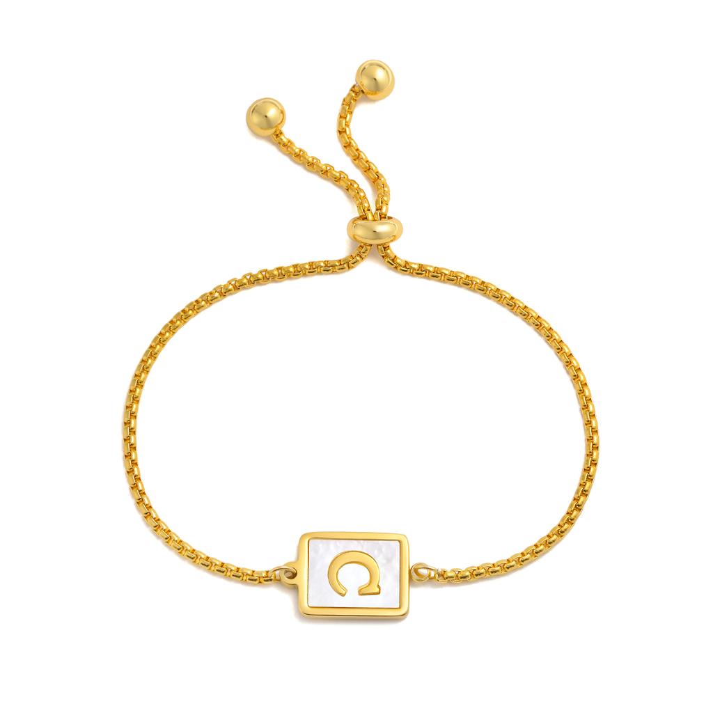 Shell Letter Bracelet,charm Initial Bracelet for Women, Stainless Steel Chain Adjustable Alphabet Jewelry Gifts for Women Girls