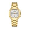Women's S Elegant Dress Watch with Golden Stainless Steel Band Square Green Dial Waterproof Quartz Wristwatch with Luminous Hand