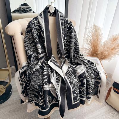 Autumn And Winter Style Fashion Scarf Temperament Ladies Warm Scarf Plant Print Shawl