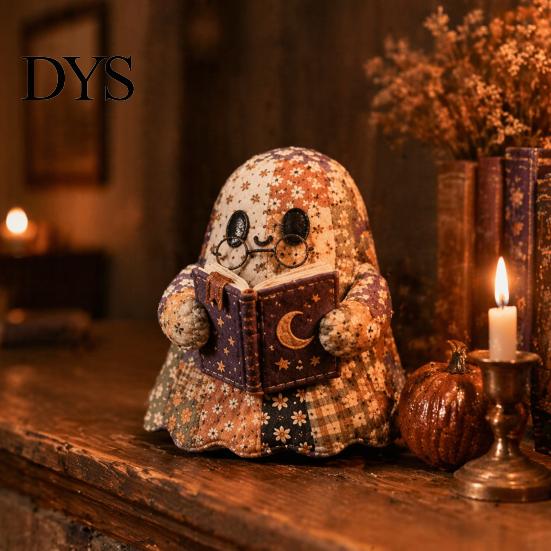 Decorative Ghost Sewing Pattern Halloween Patchwork Kit, Cute Doll DIY Set with Pre-Cut Cozy Fall Art Project Fabrics, Autumn Holiday Craft