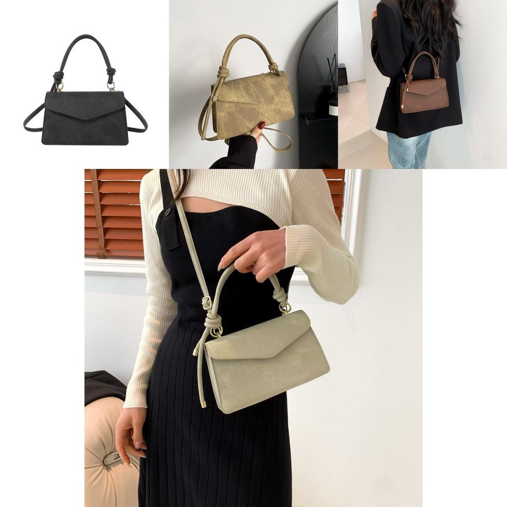 Chic 2024 Women's Korean Style Vintage Solid Color Small Crossbody Bag Pu Handbag