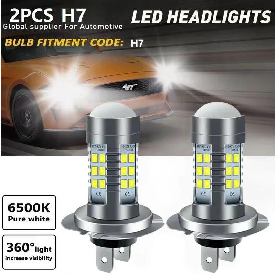 2PCS front LED headlight bulbs headlamp H7 high and low beam 6000K super white