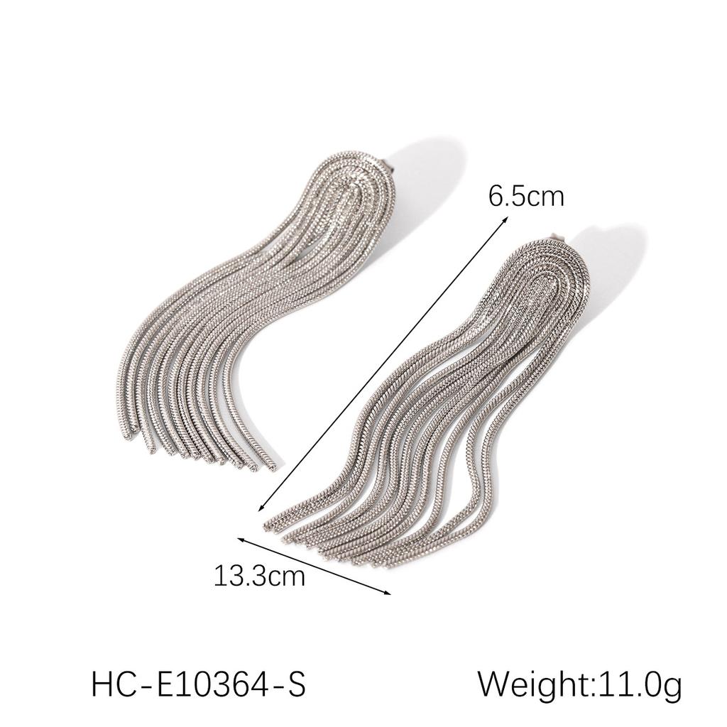 Long Chain Tassel Earrings For Women Titanium Steel Elegant Dangle Earrings Fashion Jewelry