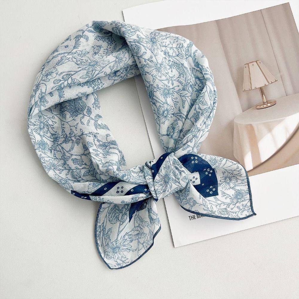 Thin Cashew Nut Print Silk Scarf Breathable Square Handkerchief  Clothing Accessories