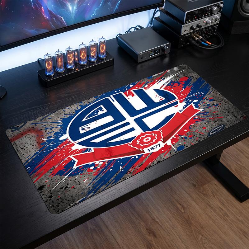 Bolton Wanderers FC Theme Pattern Mouse Pad, Soccer Logo Design XXL Gaming Desk Mat Non-Slip Computer Mouse Pad