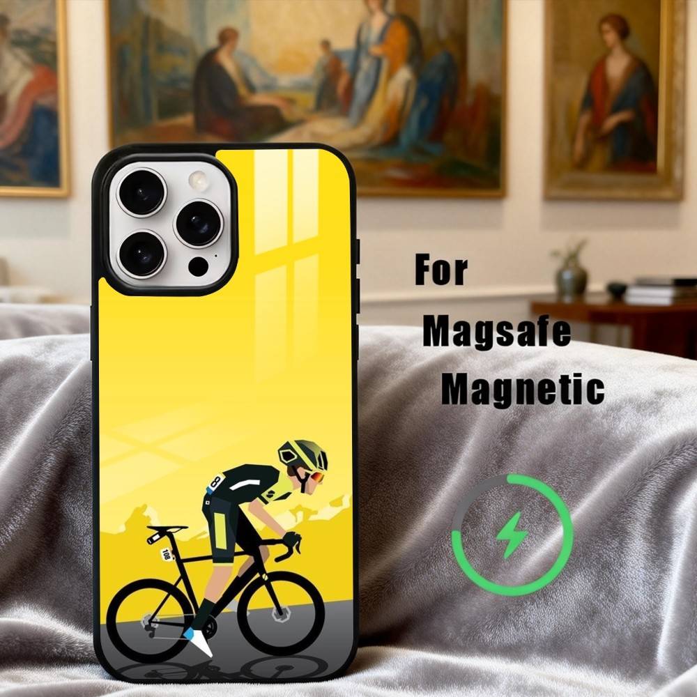 Custodia per Telefono T-Tour De France B-Bike R-Rainbow per iPhone17,16,15,14,13,12,11 Plus,Pro Max Magnetica Per Ricarica Wireless Magsafe