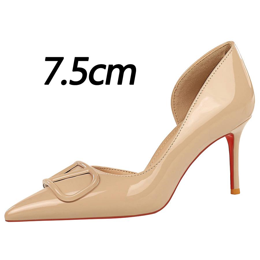 

Новые Сексуальные туфли на высоком каблуке Женские туфли-лодочки Лакированная кожа Женские каблуки 7,5 см 10 см Шпилька Элегантная женская обувь Офисная обувь Вечерняя обувь 38