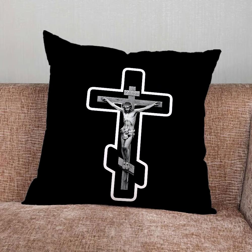 Orthodox Cross Icon Pillow Case For Home Bedroom Car Office Decoration Living Room Sofa Cushion Cover Suitable