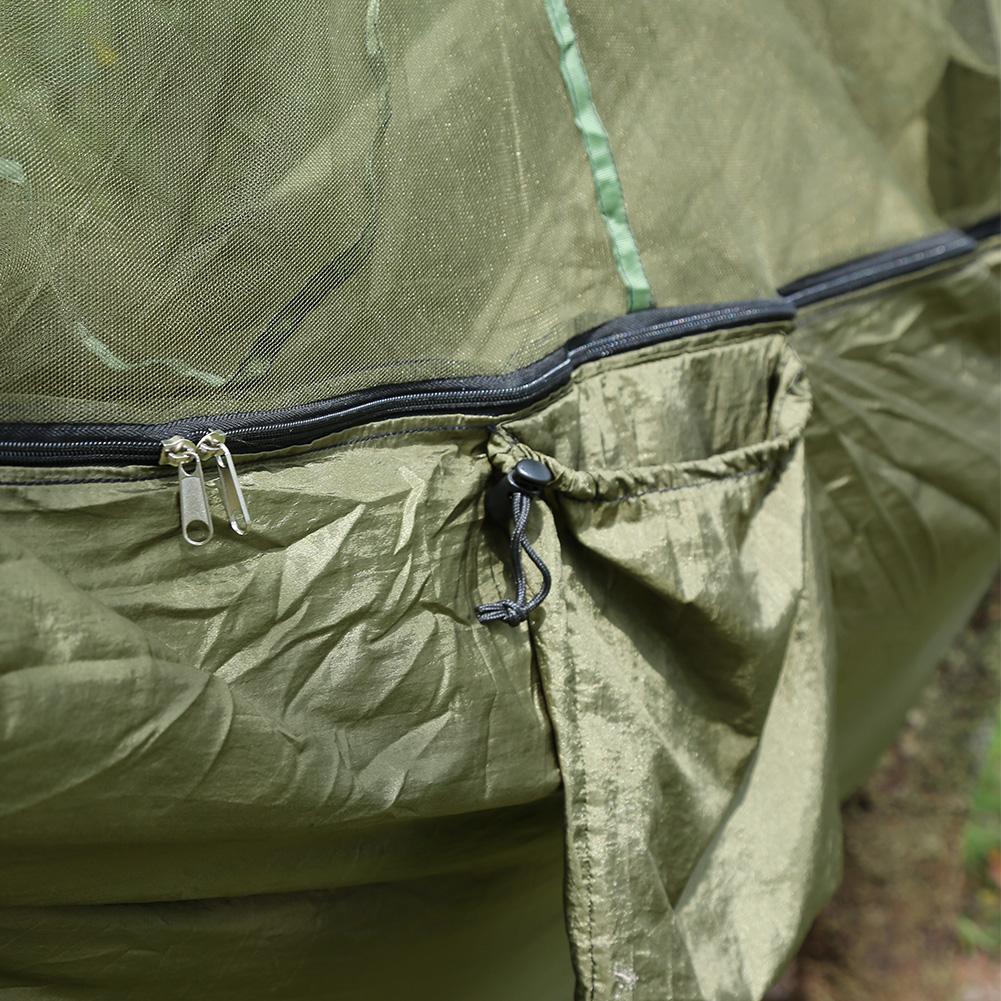 Double Person Camping Hammock With Mosquito Net for Outdoor Garden Jungle(Military green)