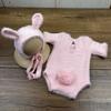 Soft Knitted Newborn Photography Props Adorable Rabbit Doll Prop Knitted Baby Outfit  for Newborn