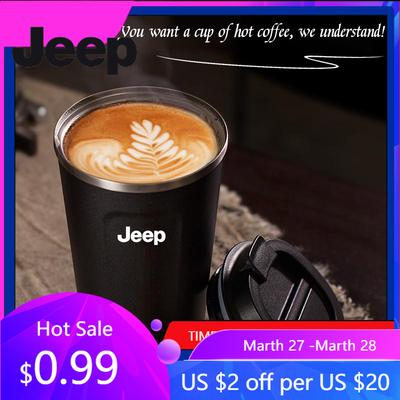 For Jeep 380ml Car Stainless Steel Coffee Cup Thermal Mug Accessories For Jeep Grand Cherokee Wrangler JK Gladiator Compass R