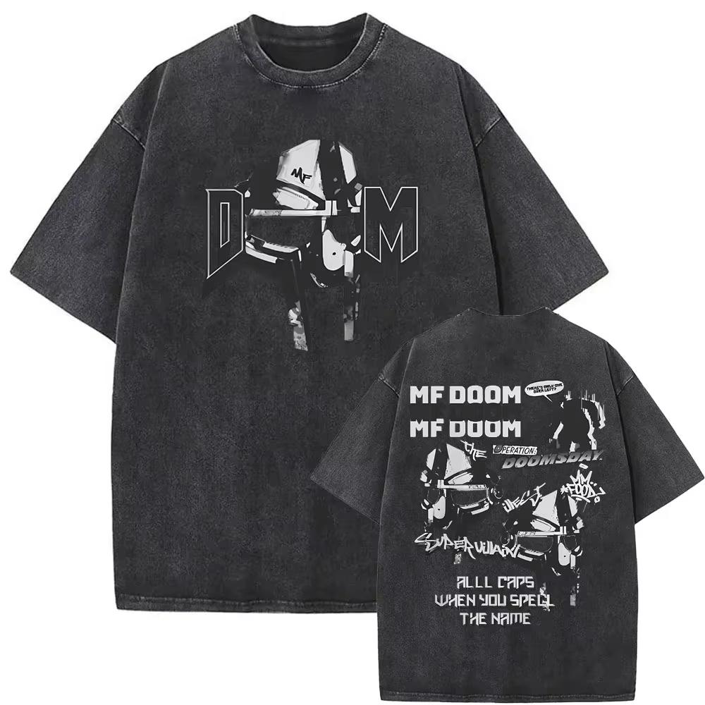 Washed Vintage Rapper Mf Doom MM FOOD Graphic Print Tshirt Men Women Hip Hop Fashion T-shirts Male Casual