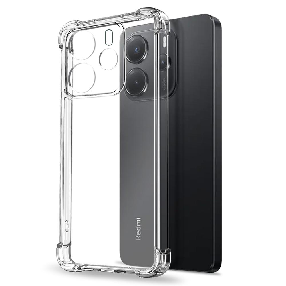 NORTHJO For Xiaomi Redmi Note 14 4G (163.25mm) Clear Phone Case Four Corner Shockproof TPU Cover with Tempered Glass