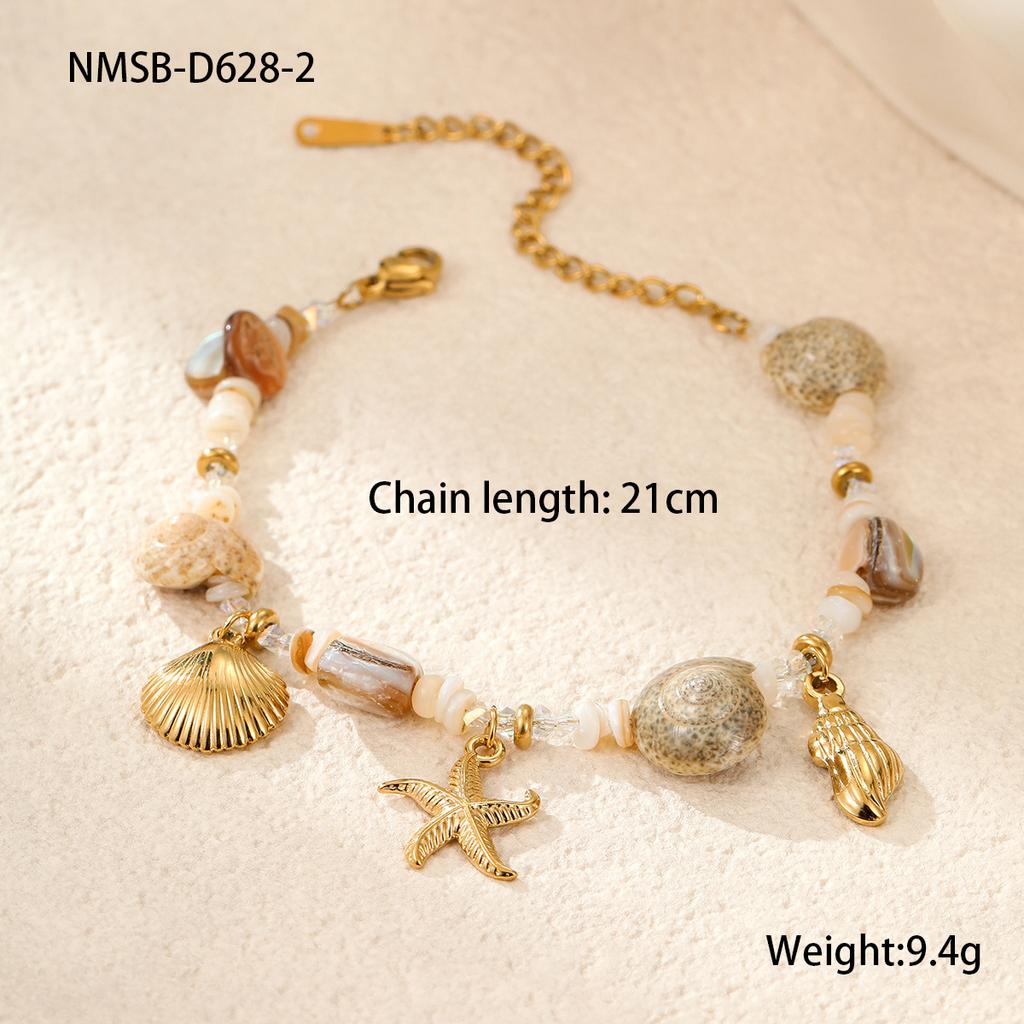Vacation Ocean Style Summer Beach Bohemian Design Stainless Steel Necklace Women Bracelet Set