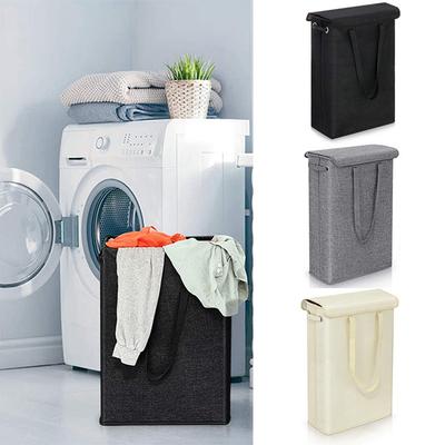 Slim Laundry Basket with Handle & Lid Narrow Laundry Hamper Multi-Function Clothes Storage Basket for Toys Clothing Organization