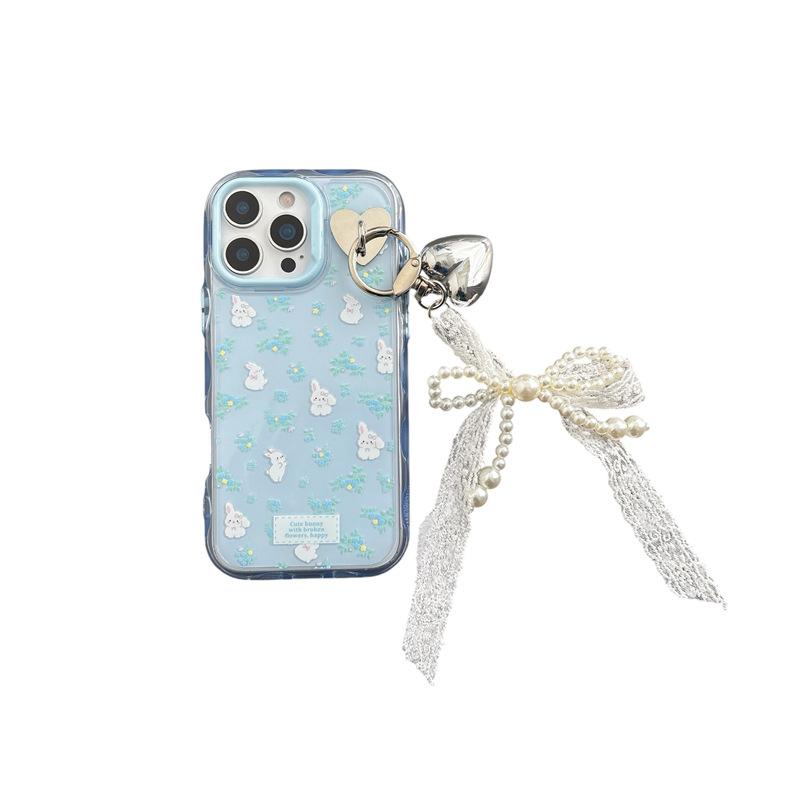 Full screen floral rabbit for iPhone16promax Apple 15pro mobile phone case 13 creative 14 cute girl
