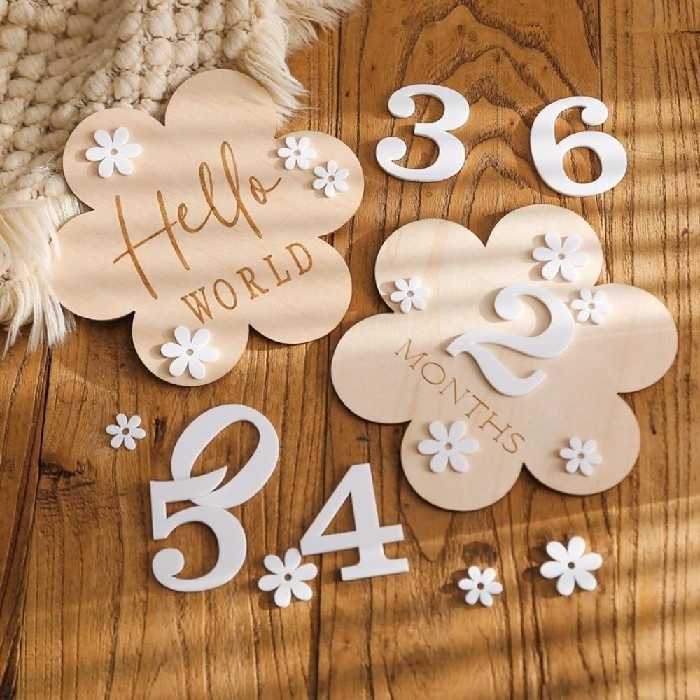 Wooden Newborn Growth Commemorative Card Infant Birth Month Recording Card  Photography Accessories