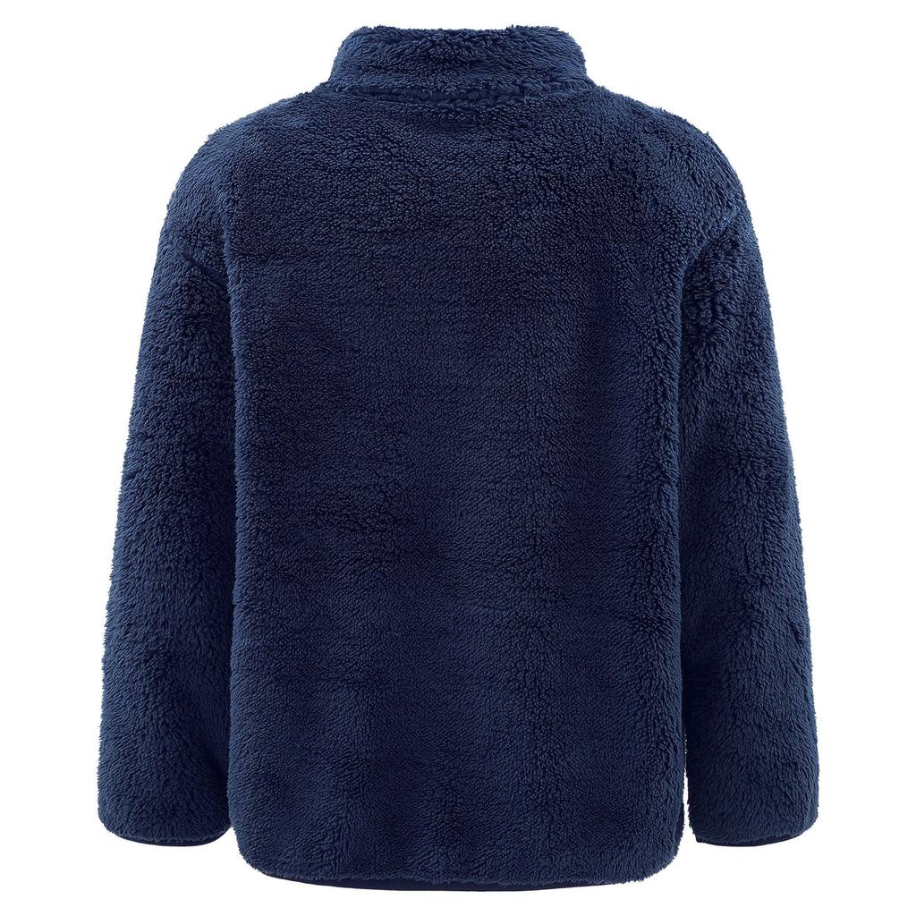 Unisex Kids Casual Long Sleeve Stand Collar Soft Plush Zipper Closure Pockets Side Outdoor Jacket