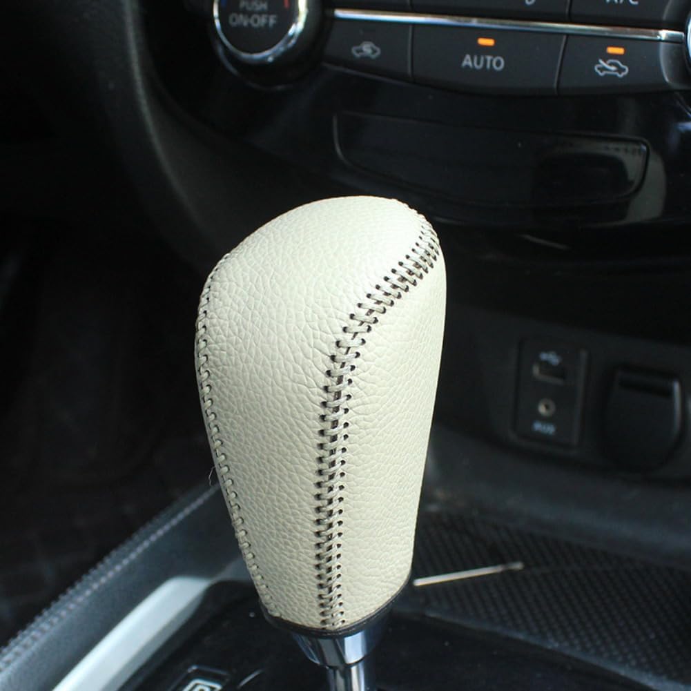 Compatible with Nissan Rogue/Murano/Rogue Sport 2014-2021 Hand Sewing DIY Hand Stitched Car Leather Gear Shift Knob Cover Anti-Slip Breathable Shift