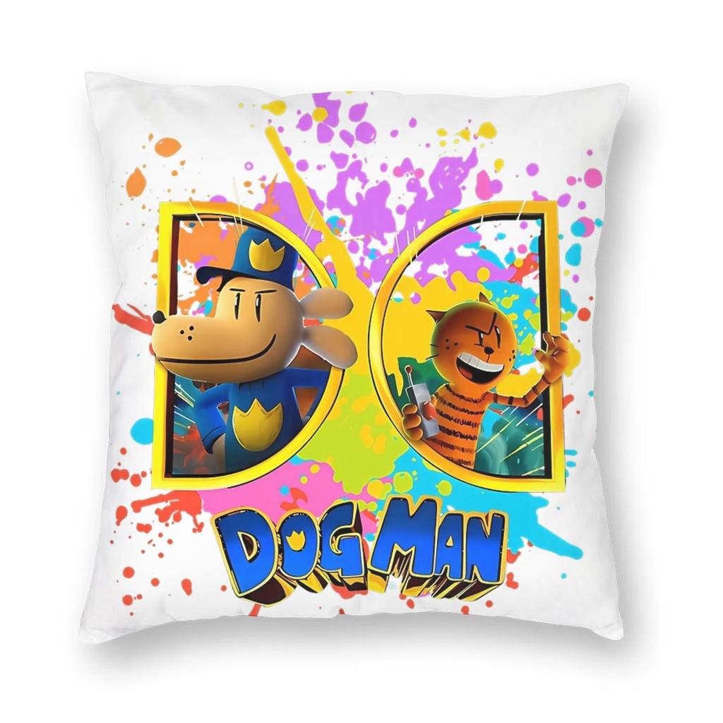 Dogman Cartoon Kids  Dog Man Pillowcase Printed Polyester Cushion Cover Decorative  Pillow Case Cover Home Square