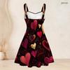 Women Plus Size Spaghetti Strap Off Shoulder Dress Swirl Tie Dye Star Patriotic Print Swing Dress