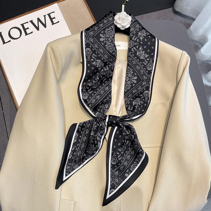 Korean Polka Dot Skinny Scarf: Imitation Silk Spring/Summer Neck Scarf & Headband Tie for Women