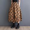 Plus High Cotton Size Waist Vintage Polka Dot Summer Casual Loose Long Woman Skirt