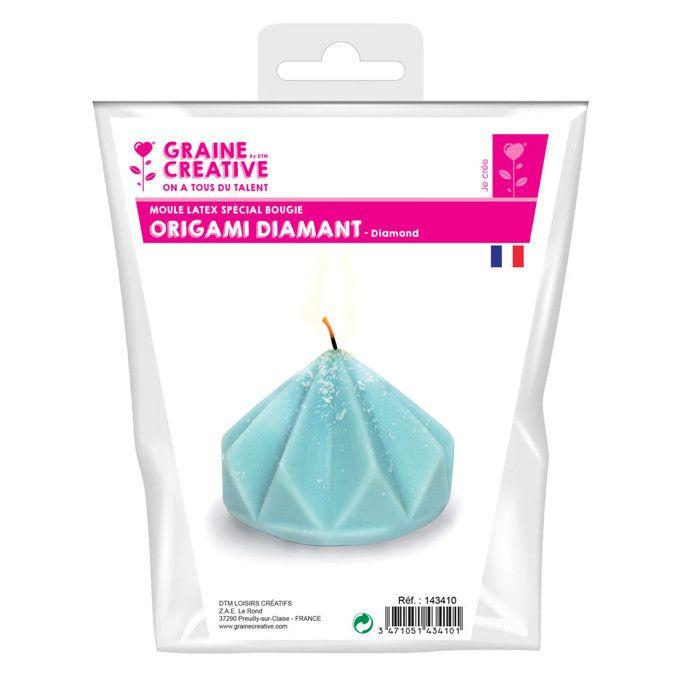 Moule à bougie en latex Origami diamant 8 cm
