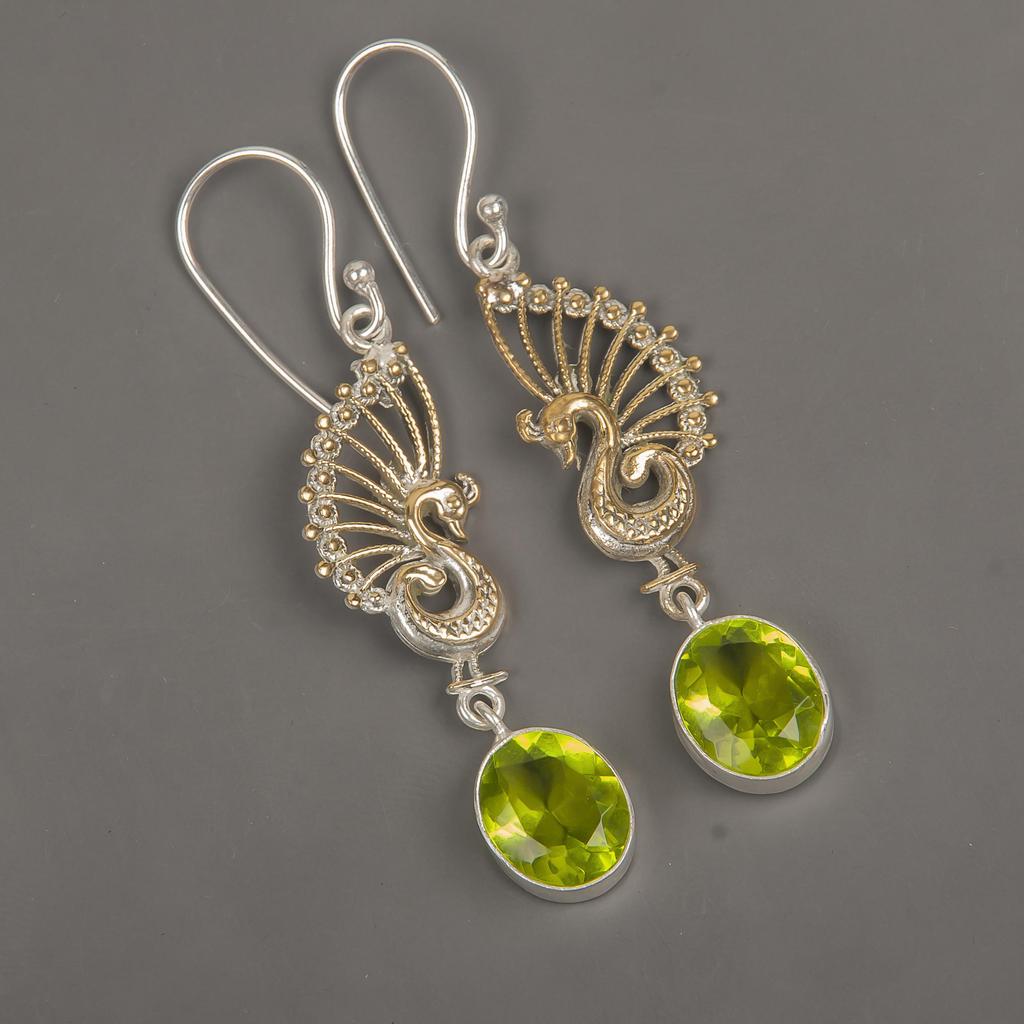 Peridot Earrings Gemstone Jewelry, 925 Solid Sterling Silver Earrings, Handmade Jewelry Birthstone Earrings, Gift For Him