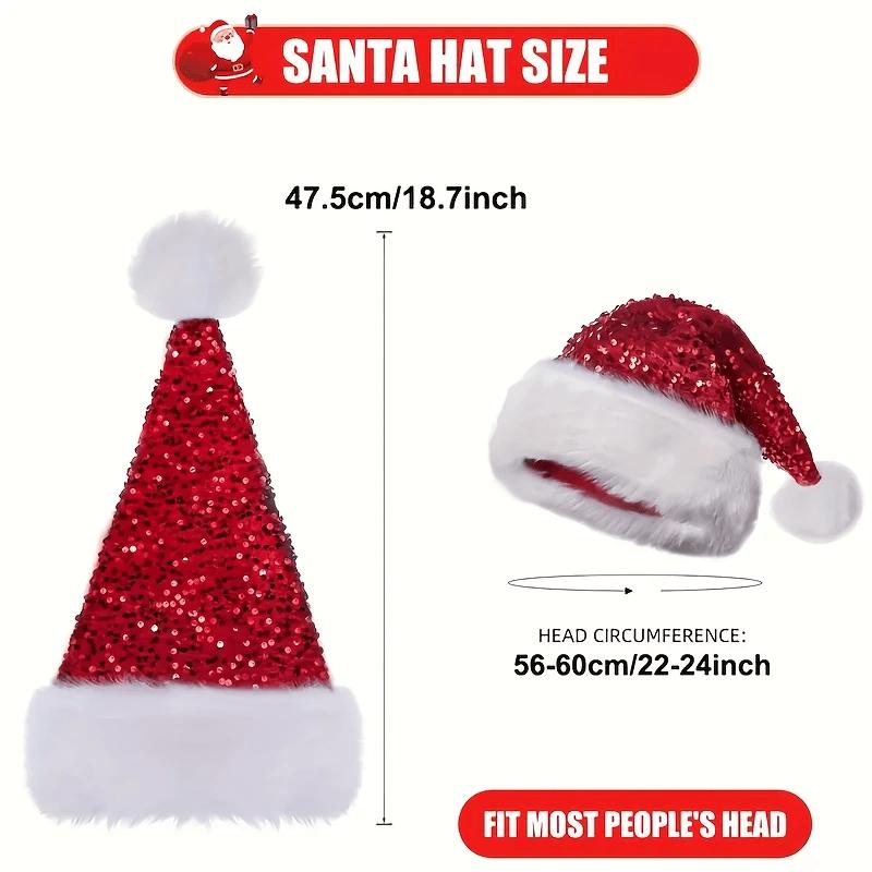 1pc Christmas Party Supplies Christmas Decor Atmosphere Hat Double-layer Rhinestone Hat Hai Pai Fleece Hat Adult Large