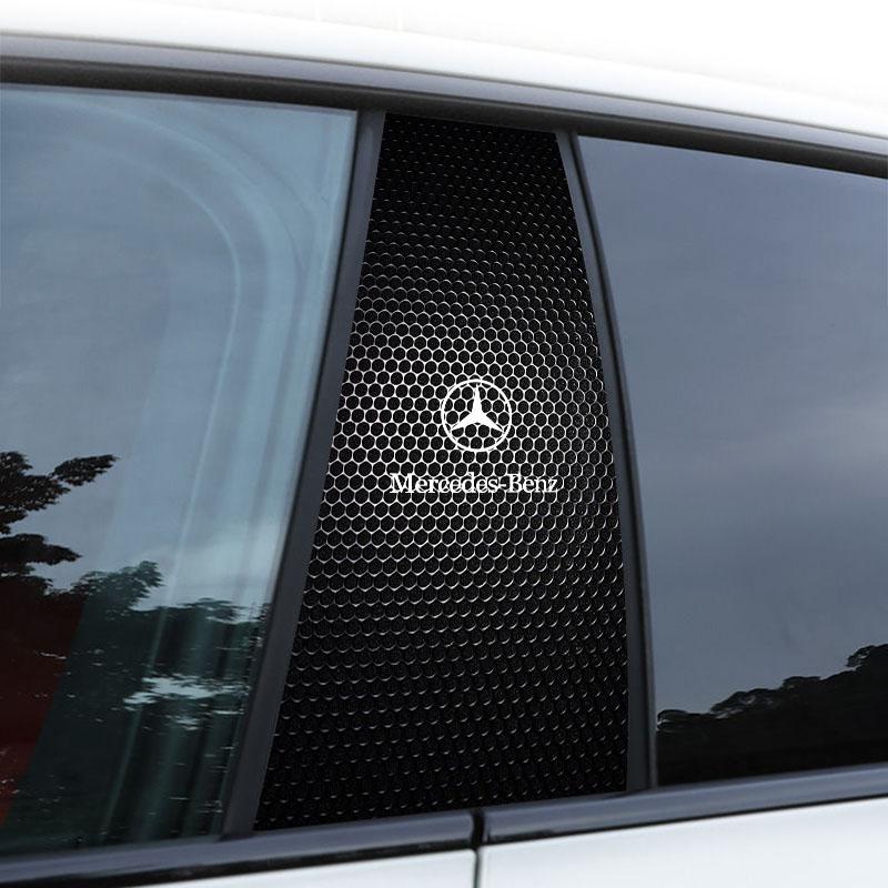 Car Emblem Center Pillar Sticker Auto Door Decorative Stickers For Mercedes Benz AMG W212 W205 W246 W177 W176 W213 GLC GLE GLS ML Welcome Laser Lamp