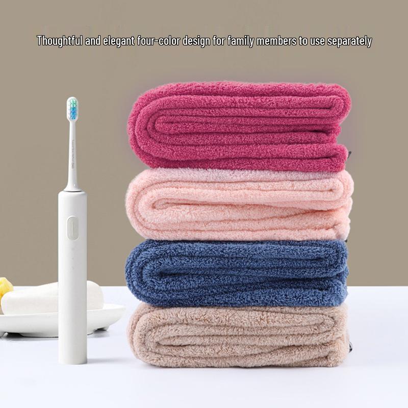 Classic Coral Fleece Embroidered Quick-Dry Hair Cap - Thick, Water-Absorbent & Shed-Resistant