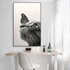 Black And White Cats Butterfly Canvas Painting Cute Animal Poster for Bedroom Decor Sports Landscape Office Room Home Decor G