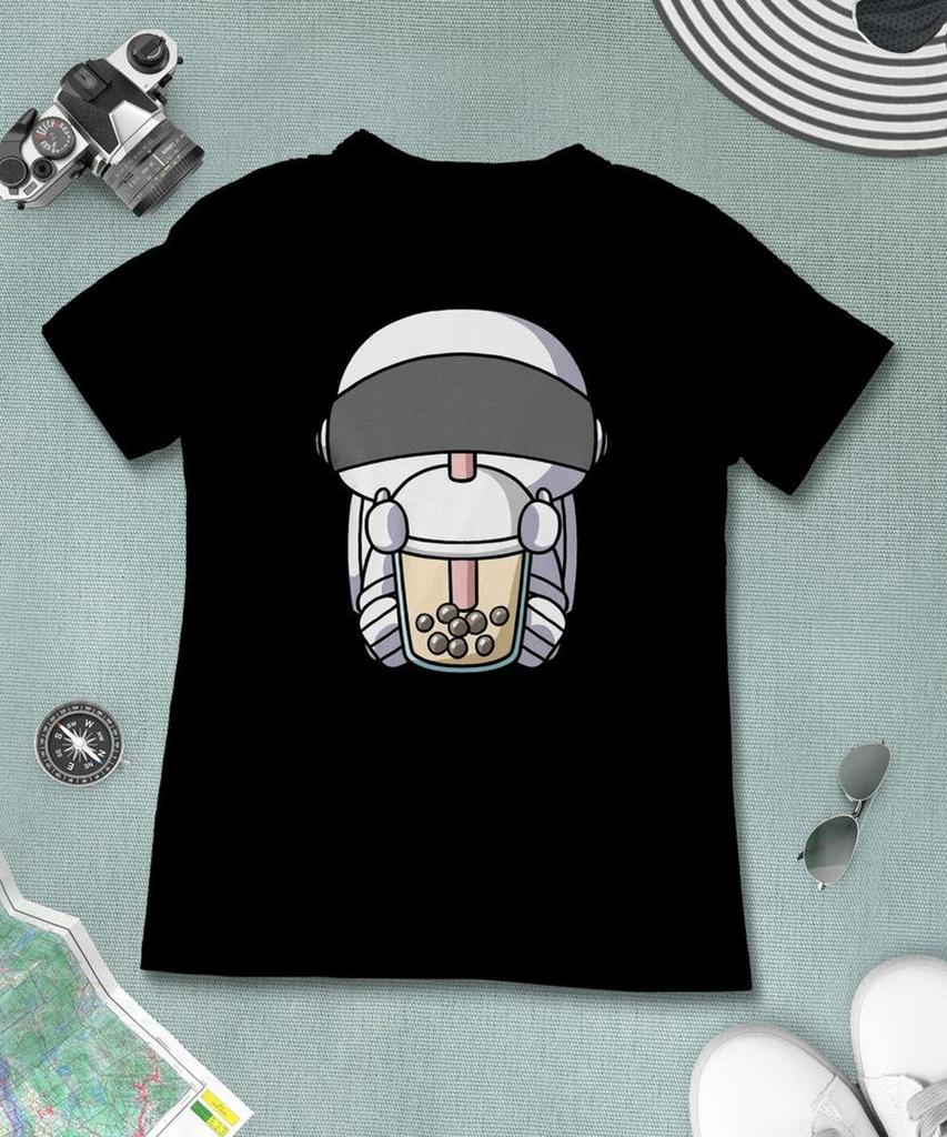 Boba Milk Tea Astronaut T-Shirt, Funny Boba Milk Tea Shirt, Bubble Tea T-Shirt, Kawaii Japanese Anime Gift