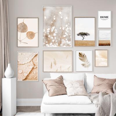 Pianta autunnale, poster su tela con paesaggio di piume beige, dipinto a stampa murale, arte, caffetteria, bar, soggiorno, camera da letto, decorazione