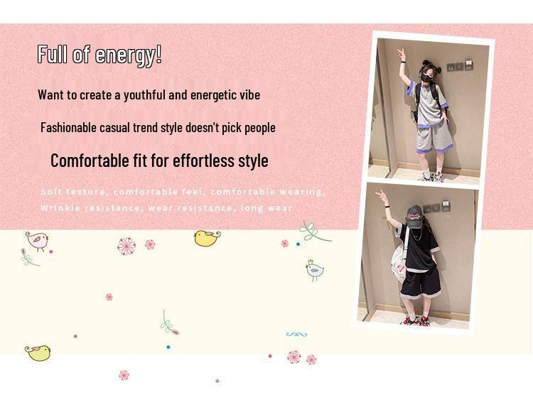 2024 Stylish Girls' Summer Sports Two-Piece Suit: Shorts & Top for Kids