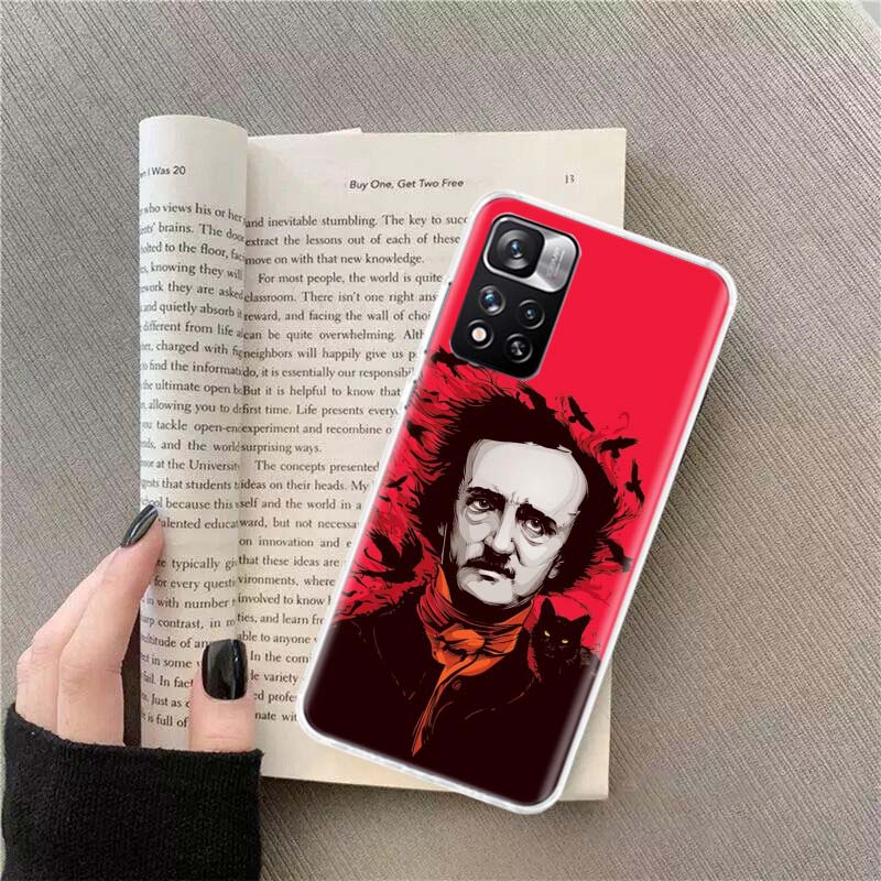 Edgar Allan Poe Phone Case For Redmi Note 13 12 Pro Plus 14 15 Pro 5G 11 11T 11E 11S 10 Pro 10S 9 9S Cover Cell Clear TPU Capa C