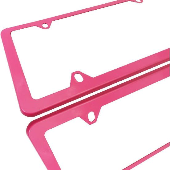 BGGTMO Pink License Plate Frames- Metal Aluminum Car Tag Cover, 2 Pack Slim Front & Rear Holders For US Vehicles, Rust/Rattle Proof, Cute Car