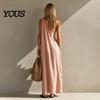 Casual Dress Women Women's Summer One Shoulder Beach Sundress, Pleated A-line Party Wear Flowy Long Dress, Loose Travel Vacation