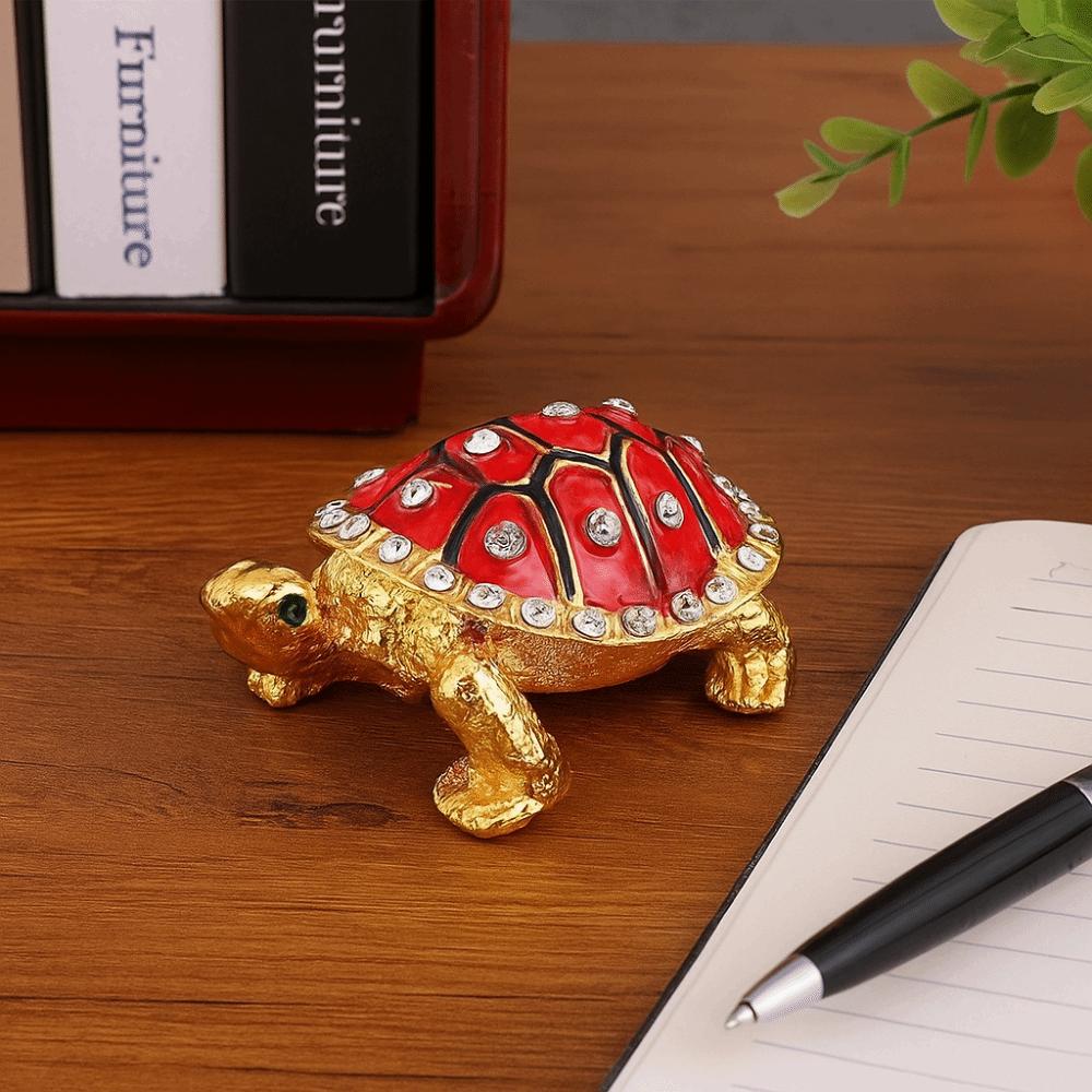 Decorative Turtle Jewelry Box Retro Metal Turtle Ornament Vintage Storage Case Gift Box