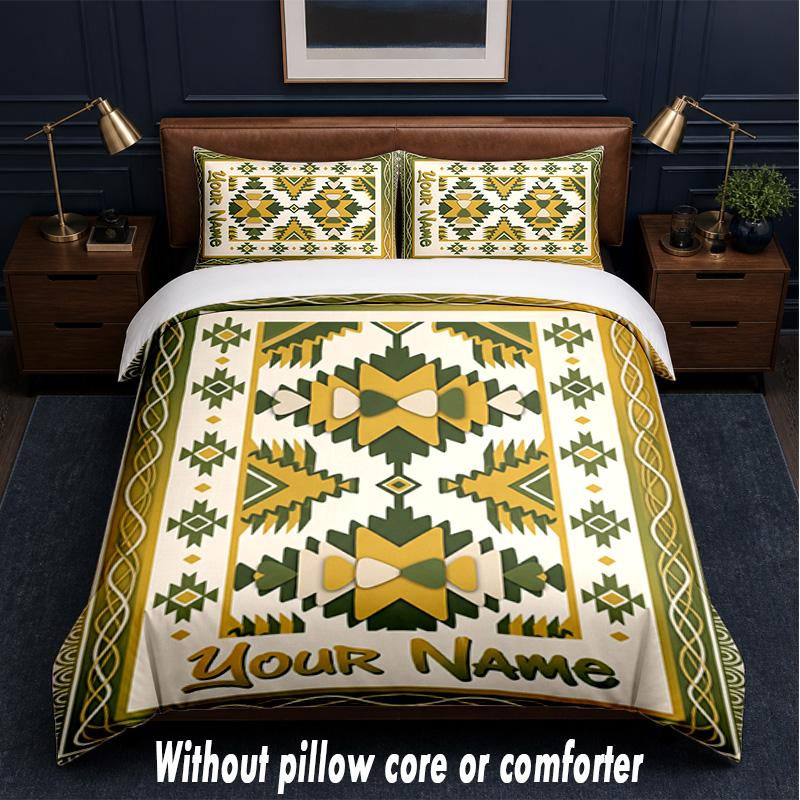 American Patriotic Theme Custom Text Or Name 3Pcs Bedding Set,1 Flat Sheet & 2 Pillowcases Personalized Home Bedding