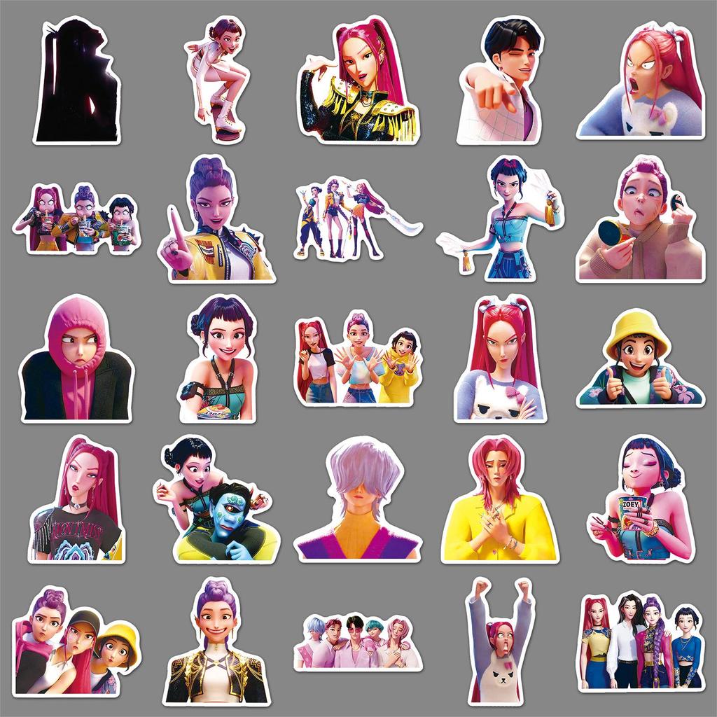 Demon Hunter Anime Stickers - 100 Waterproof Sheets for DIY, Helmet, Power Bank, and Journal Decoration.