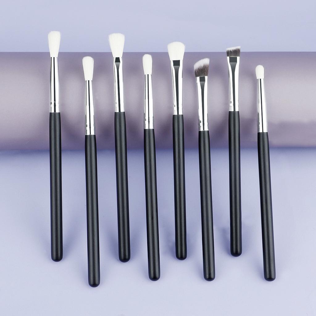 New 8 eye eyeshadow makeup brush set, wooden handle large medium small eyeshadow brush imitation wool makeup brush
